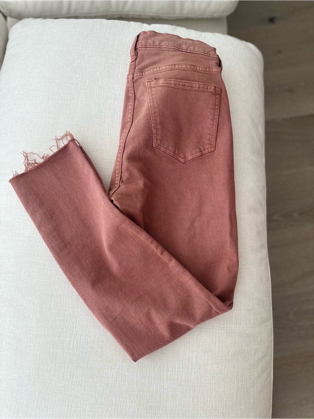 GAP 1969 True Skinny Jeans Raw Hem Terracotta Pink Size 28